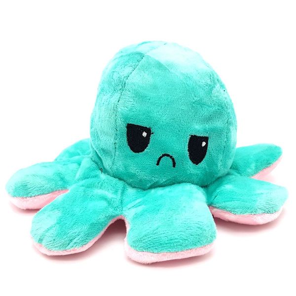 purpleX Happy Sad Octopus - Mood Octopus Plush Toy - Mint Green &amp; Pink