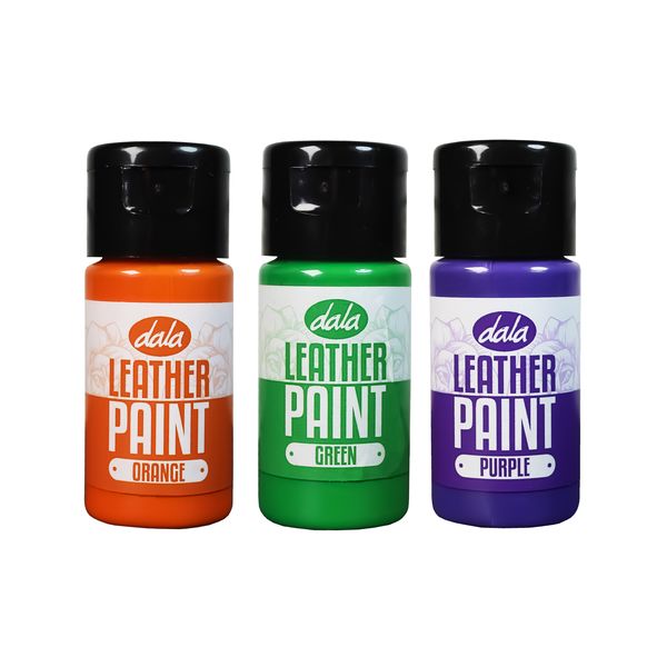 Dala Leather Paint Set 25ml Orange, Green, Purple - 3 Pack