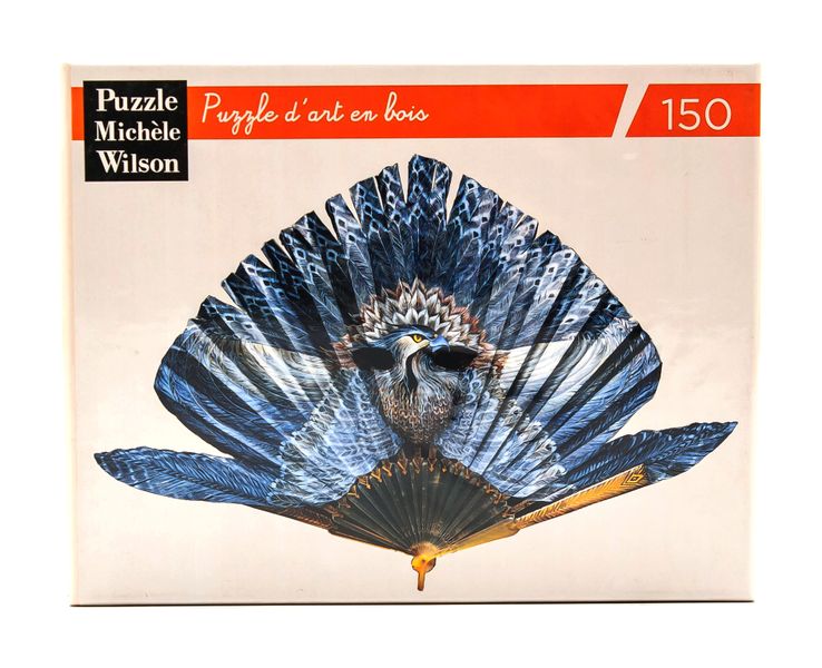 Blue Feather Fan - 150 Piece Shaped Wooden Adult Jigsaw Puzzle