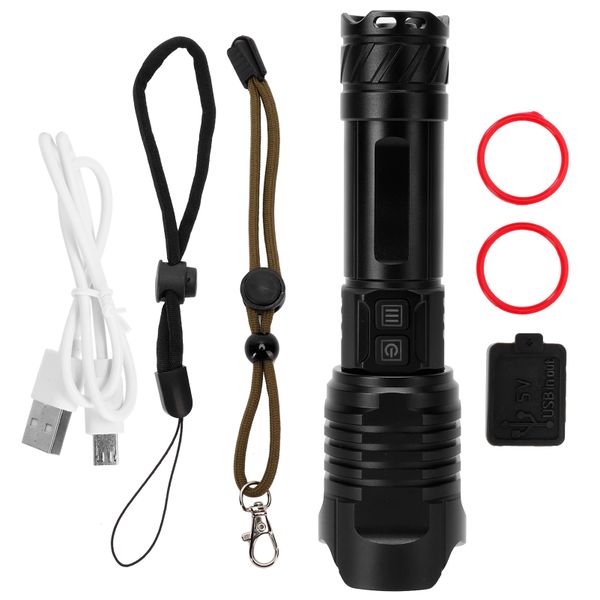 P99 Retractable Zoom USB - Charging Aluminum Flashlight