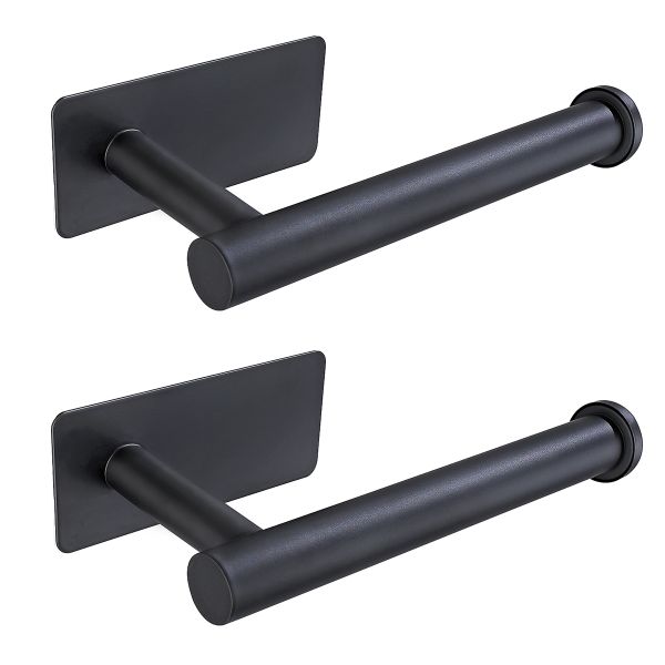 2 Pcs Adhesive Bathroom Toilet Paper Roll Holder no Drilling Square Base