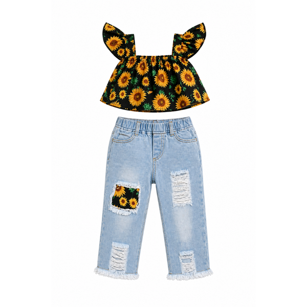 Baby Girls 2-Piece Sunflower Outfit Set
