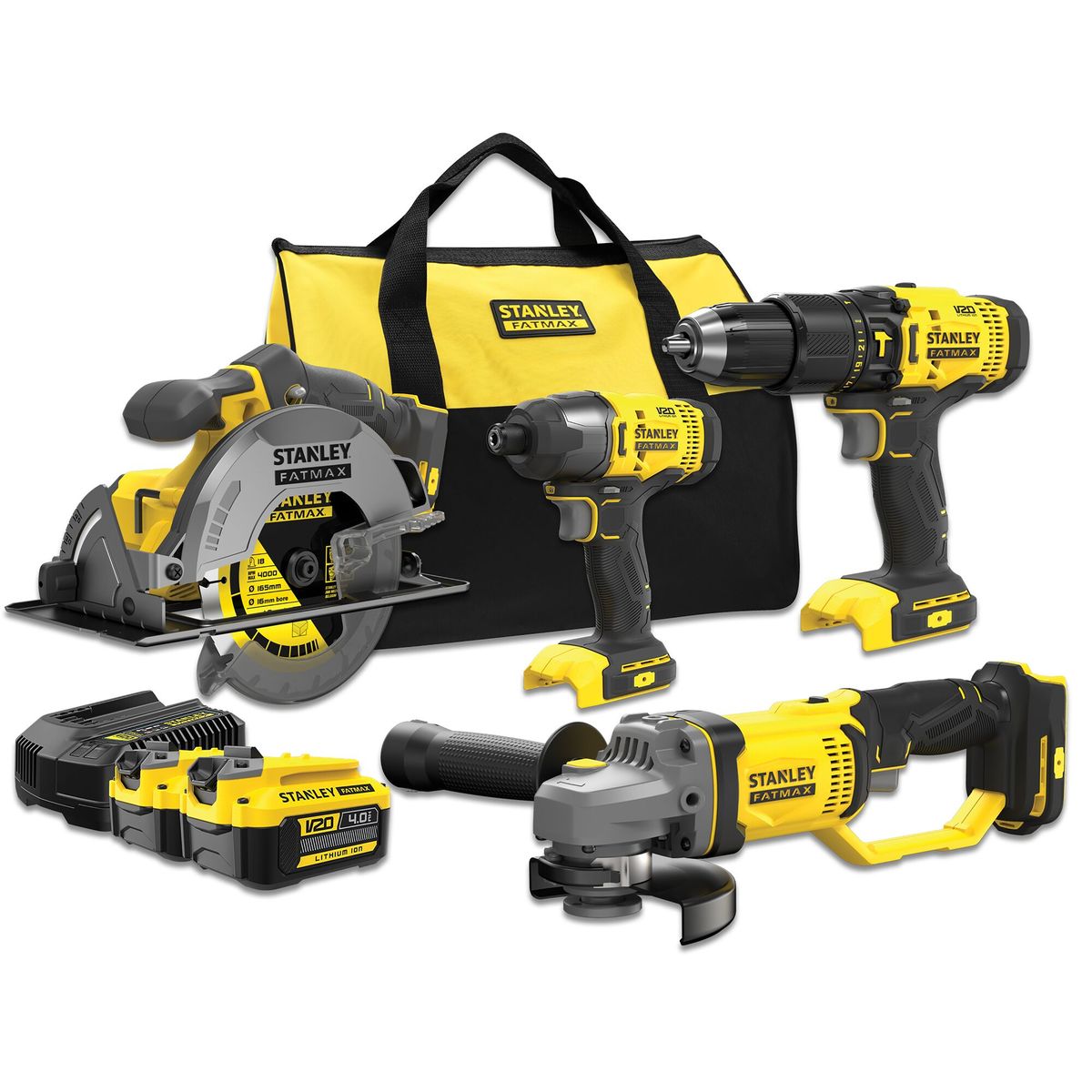 STANLEY FATMAX 18V Combo Hammer + Impact Drill + Circular Saw + Grinder