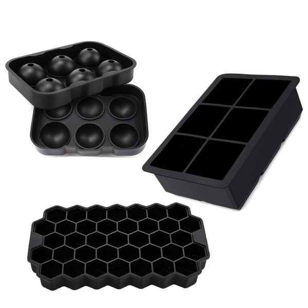 4Pac Pop-Out Silicone Ice Cube Tray,Ice Cube Trays Ice Ball Maker With Lids