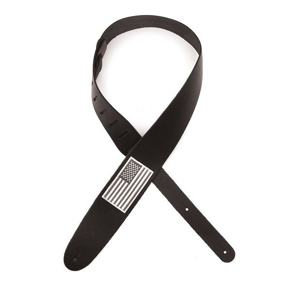 Planet Waves 25PLOO Leather Grey Flag Strap - Black
