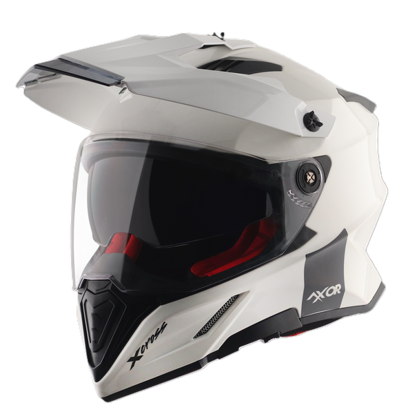 AXOR X-Cross DV Adventure Motorcycle Helmet - ABS Shell, Twin Visor, White