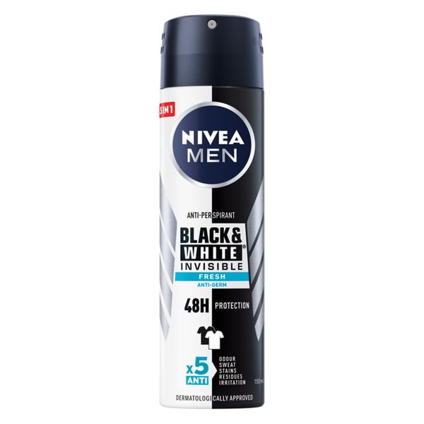 NIVEA MEN Black &amp; White Invisible Fresh Anti-perspirant Deo Spray, 150ml