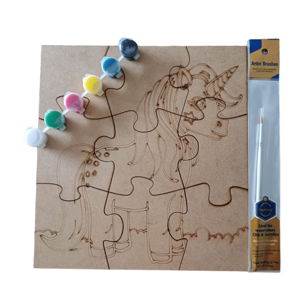 Paint Your Own 9 Piece Puzzle - Engraved Unicorn