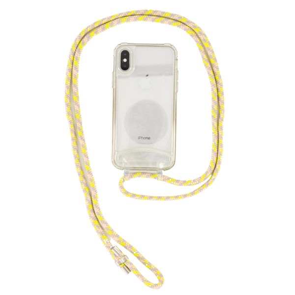 Transparent Cover with Detachable Neon Yellow &amp; Grey Lanyard Compatible with iPhone