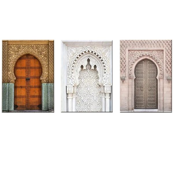 Canvas-Art-3 Pieces Islamic Door Art Modern Morroco Abstract Wall Art