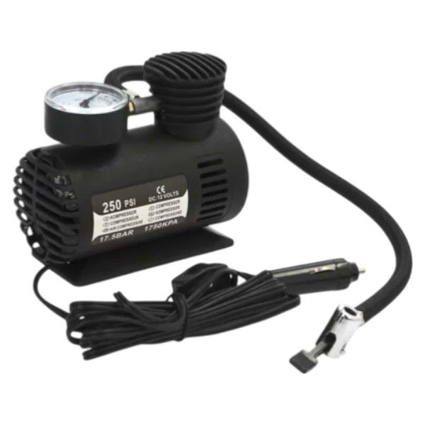 Q Premium 250PSI Portable Car\Bike Tyre Air Compressor with Gauge 12V