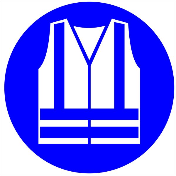 High Visibility Safety Vest Must be worn 19x19cm Sign - 2 Pack.