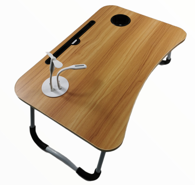 Foldable Laptop Table For Bed With USB Port Mini-fan And Light