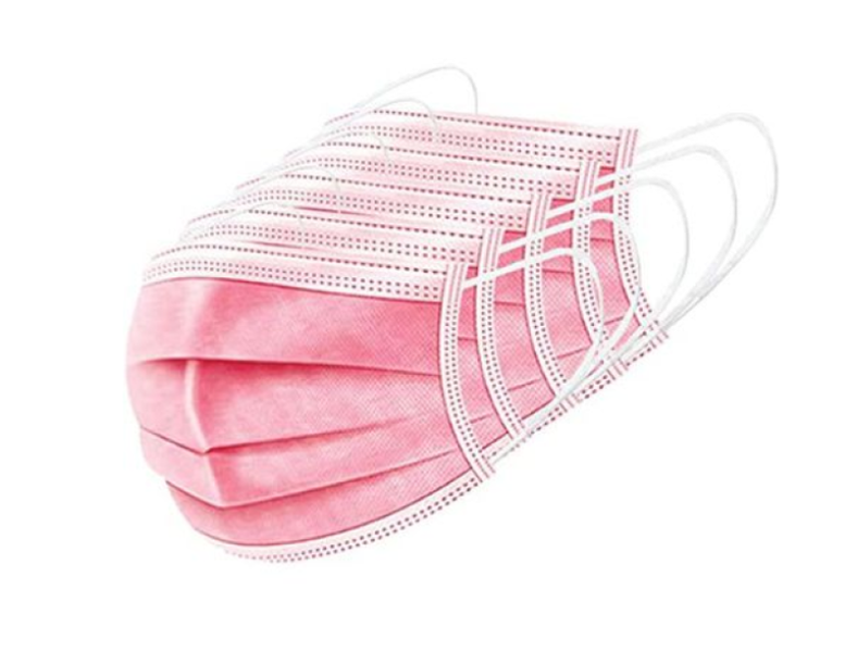 50 Piece Disposable Civilian Face Mask 3-Ply - Pink