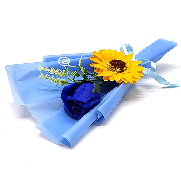 purpleX Valentines Day Rose &amp; Sun Flower Bouquet Single Red Rose
