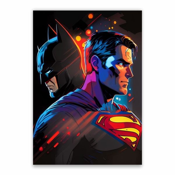 Batman And Superman Side View Poster - A1