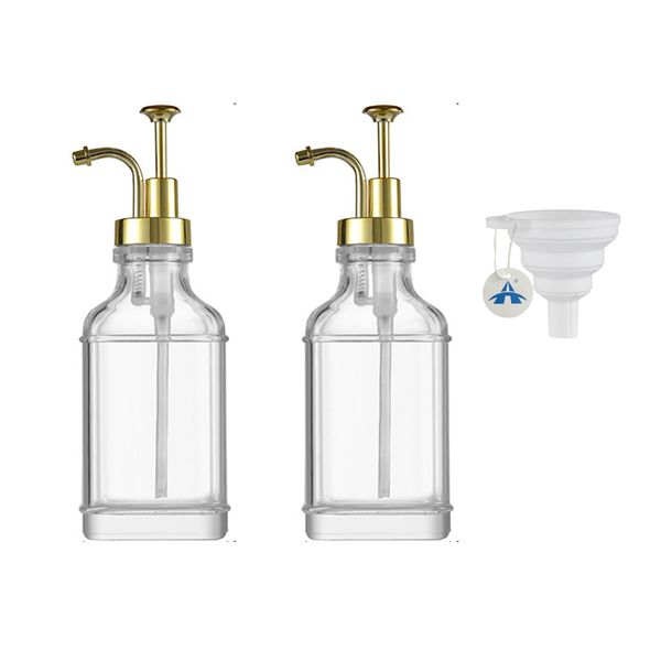 ALANES 2 Pack Glass Syrup Pump Dispenser Set for Coffee Bar Syrups Soaps