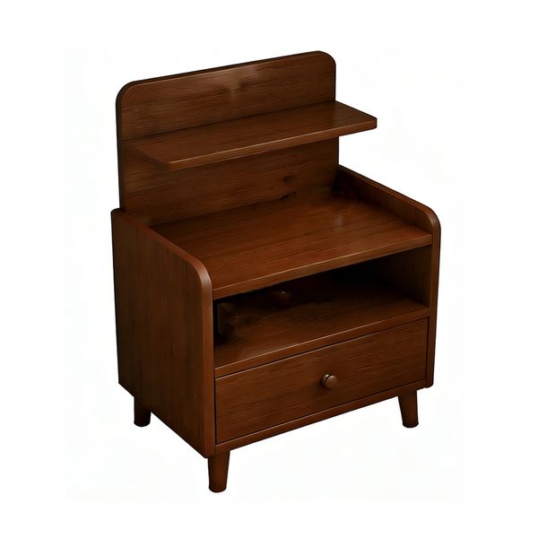 Bedside Table Wooden Bedroom Night Stand With Single Drawer 4 Tier Storage