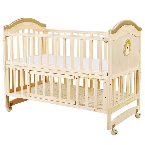 Multi-function Solid Wooden Cradle Bed