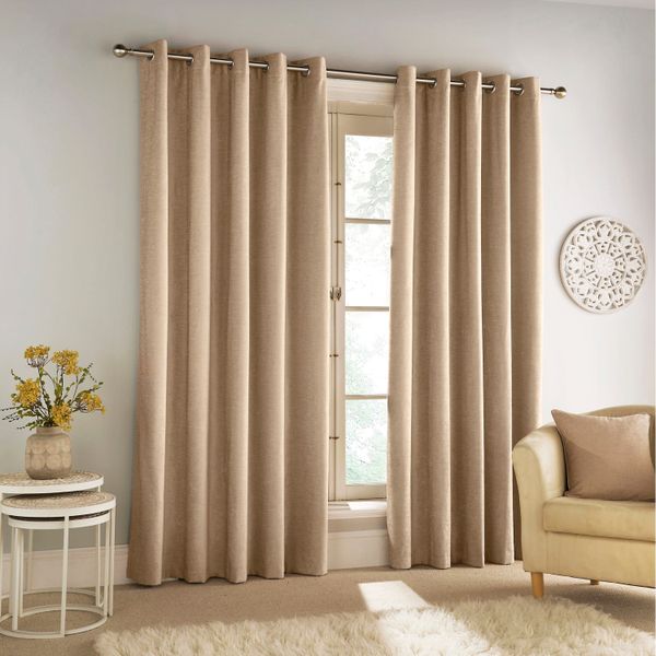 Readymade 100% Blackout Eyelet Curtain- Light Coffee