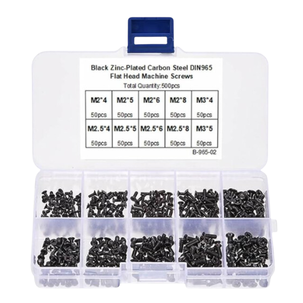 KR Computer/ Laptop Black Zinc Plated Screw Set: (500-Piece)