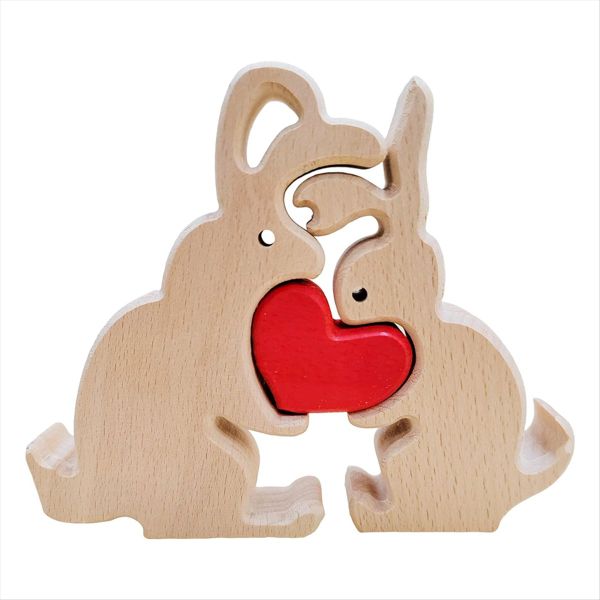 Anniversary Creatives Gift Wooden Rabbit Statue Spring Decoration