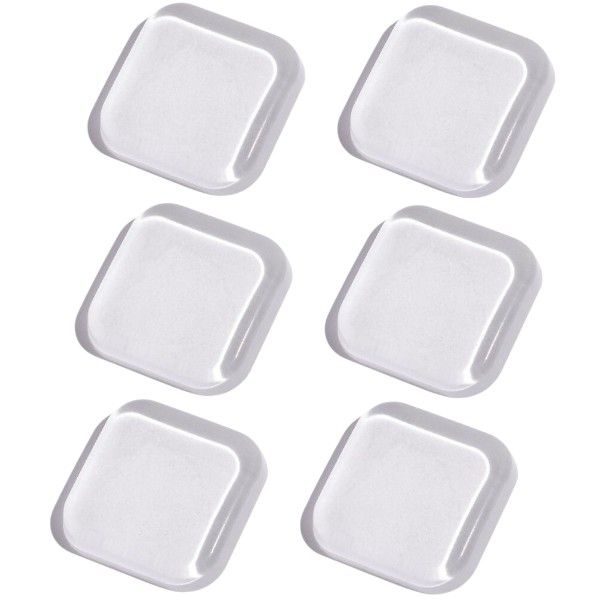Square Silicone Anti-Collision Pads - Transparent - 6-Piece Set