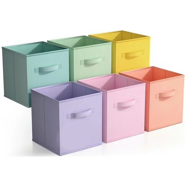 6 Foldable Baskets for Organizing Clothes, Toys, Books - Storage Baskets