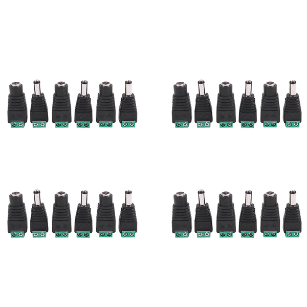24 Pcs 5 5X2 1mm Female + Male CCTV DC Power Connector Adapter Repar Part