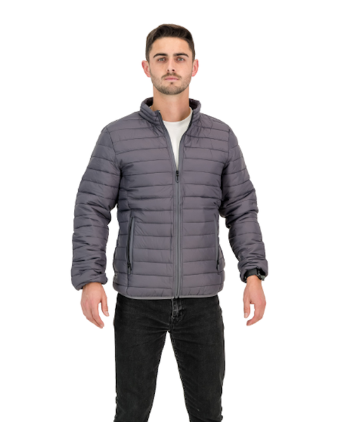 Men's Lightweight Camper Puffer Jacket - Charcoal, Water-Resistant, Quilted