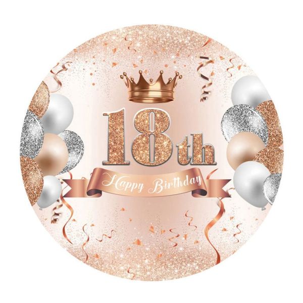 Happy 18th Birthday Rose Gold Round Wooden Vinyl Signage 40CM