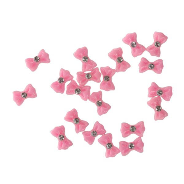 20 Pcs 3D Sticker Nail Art Deco for Nail Diy with Rhinestone Arc Pink