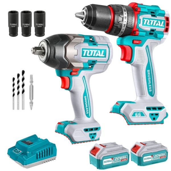 Total Tools - Cordless Impact Wrench (850Nm) &amp; Impact Drill Kit Combo