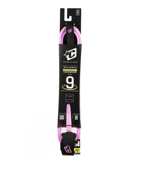 Creatures Longboard Ankle 9 Slim Fit Surfboard Leash : Guava Black