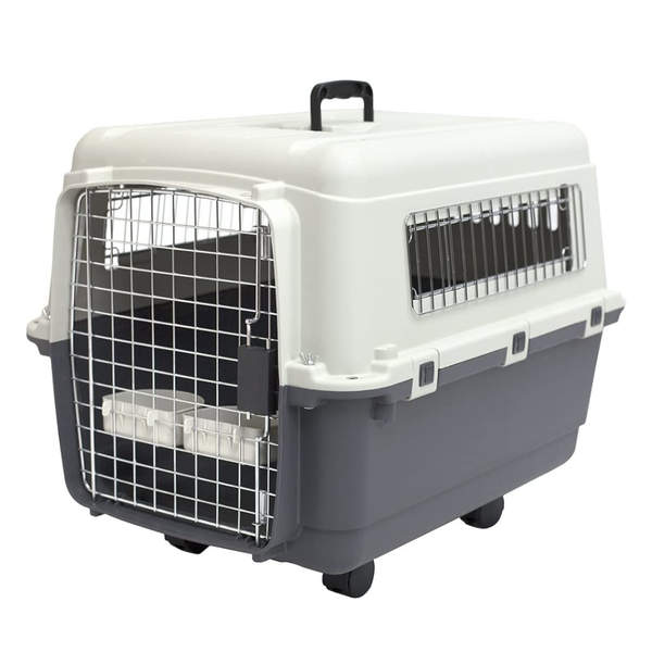 WigWagga – Heavy Duty Pet Dog Cat Travel Carrier Plastic Kennel – Grey