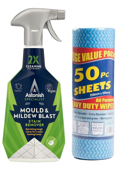 Mould &amp; Mildew (750ml) &amp; Heavy Duty Cleaning Wipes (50 Wipes) | Astonish