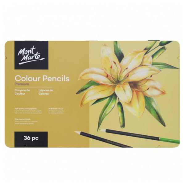 Mont Marte Premium Watercolour Pencils in Tin 36pc