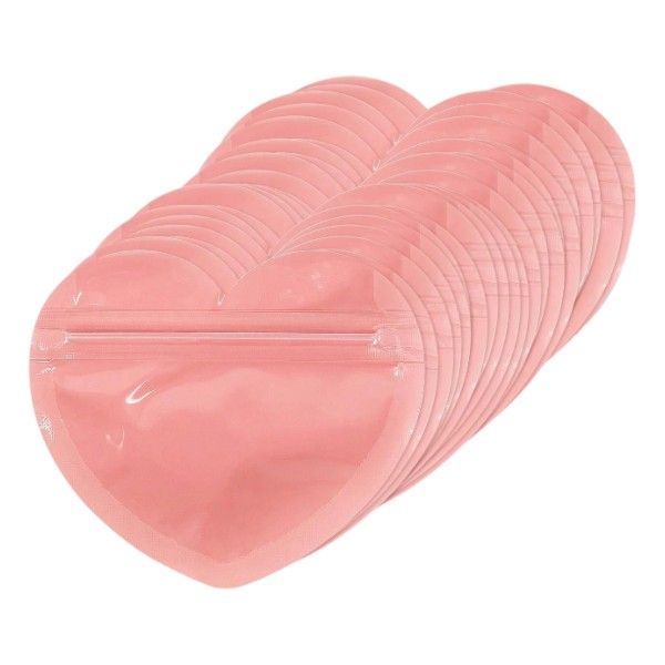 60Pcs Translucent Mini Heart-Shaped Jewelry Gift Bags - Pink/Transparent