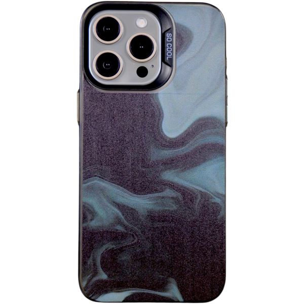 Phone Case with Black and Green Marble Swirl Pattern - 14 Pro Max - Black