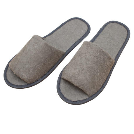 Grey open sale toe slippers