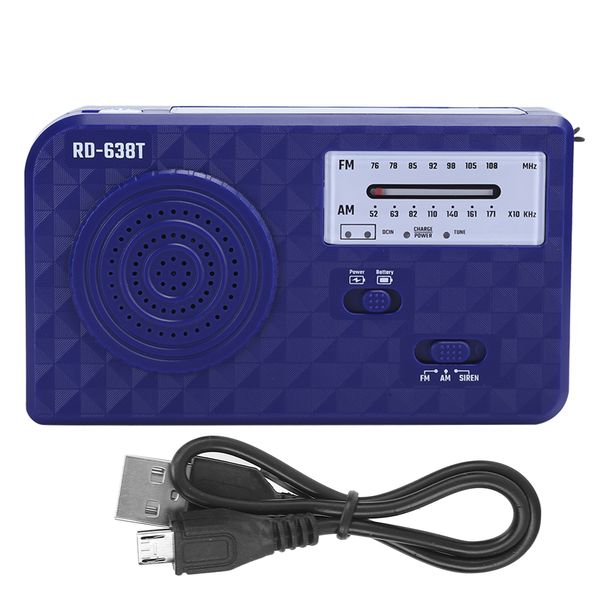 RD638 ABS Solar Energy Emergency Multifunction Hand Crank Radio Blue