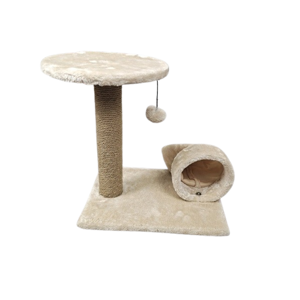 Cat Scratching Post with Cat Nest &amp; Hanging Ball - Beige