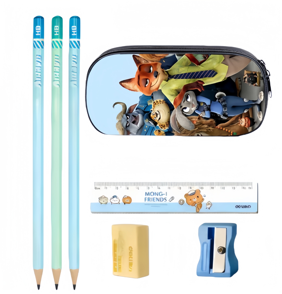 Kids Cartoon Animal Pencil Case Large Capacity Zippered Pen Bag for School