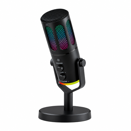 USB RGB Gaming Microphone with Stand Noise Reduction Streaming Mic PC Image