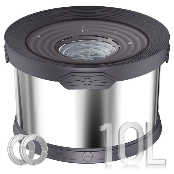 thl Dog Water Bowl No Spill 10L Stainless Steel, Non-Slip Slow Drinking