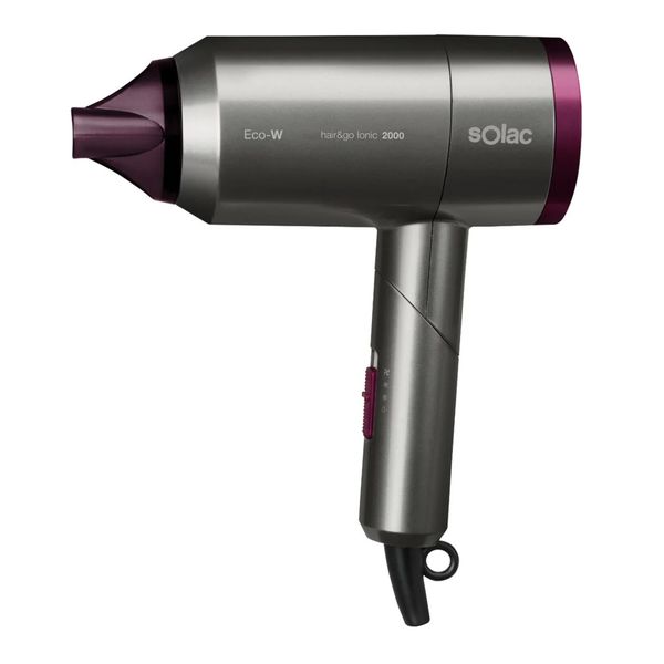 Solac Hair Dryer Foldable Plastic Silver 2 Speed 1800W "Hair &amp; Go SV7015