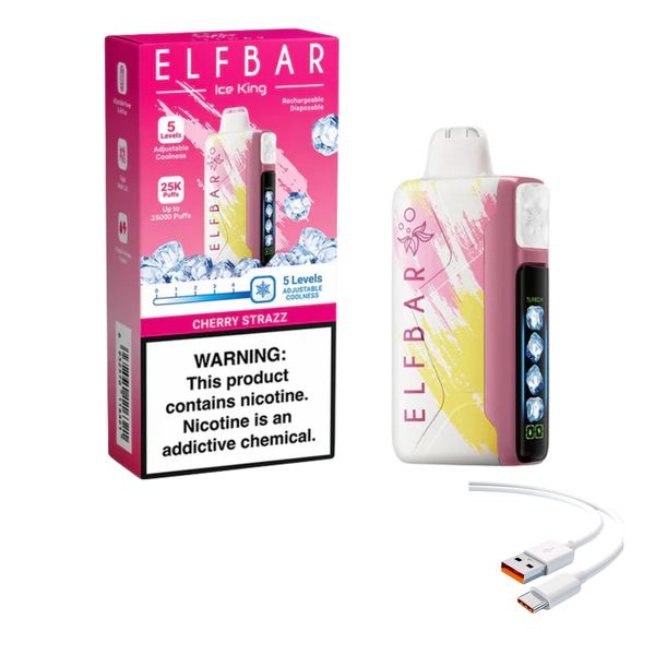 Elfbar Ice King 25k Cherry Strazz +DiscoVape Charging Cable