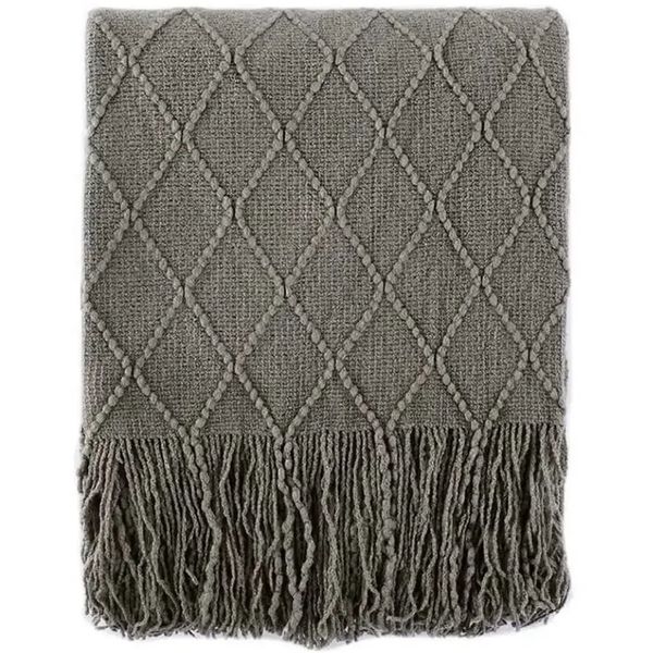 Decor Textured Cozy Lightweight Throw Blanket with with Tassels (170cm)