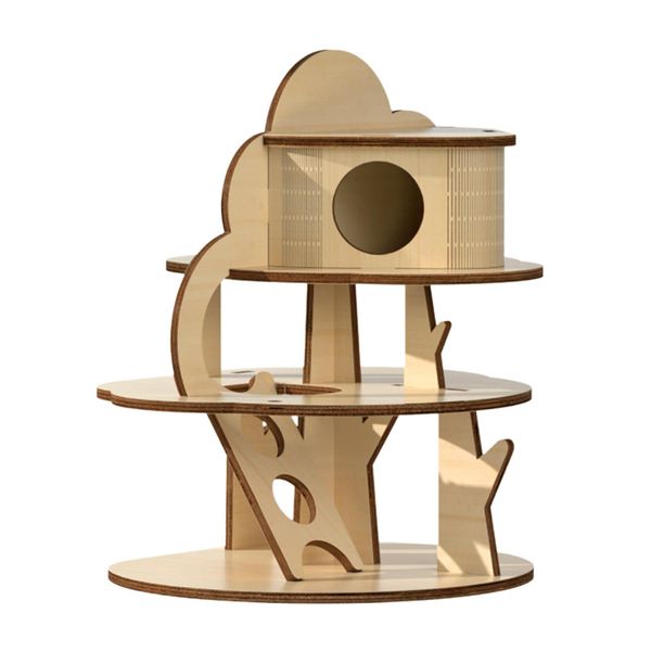 Pet Hamster Tree Hole Cabin Three-tier Climbing Frame House 23cm