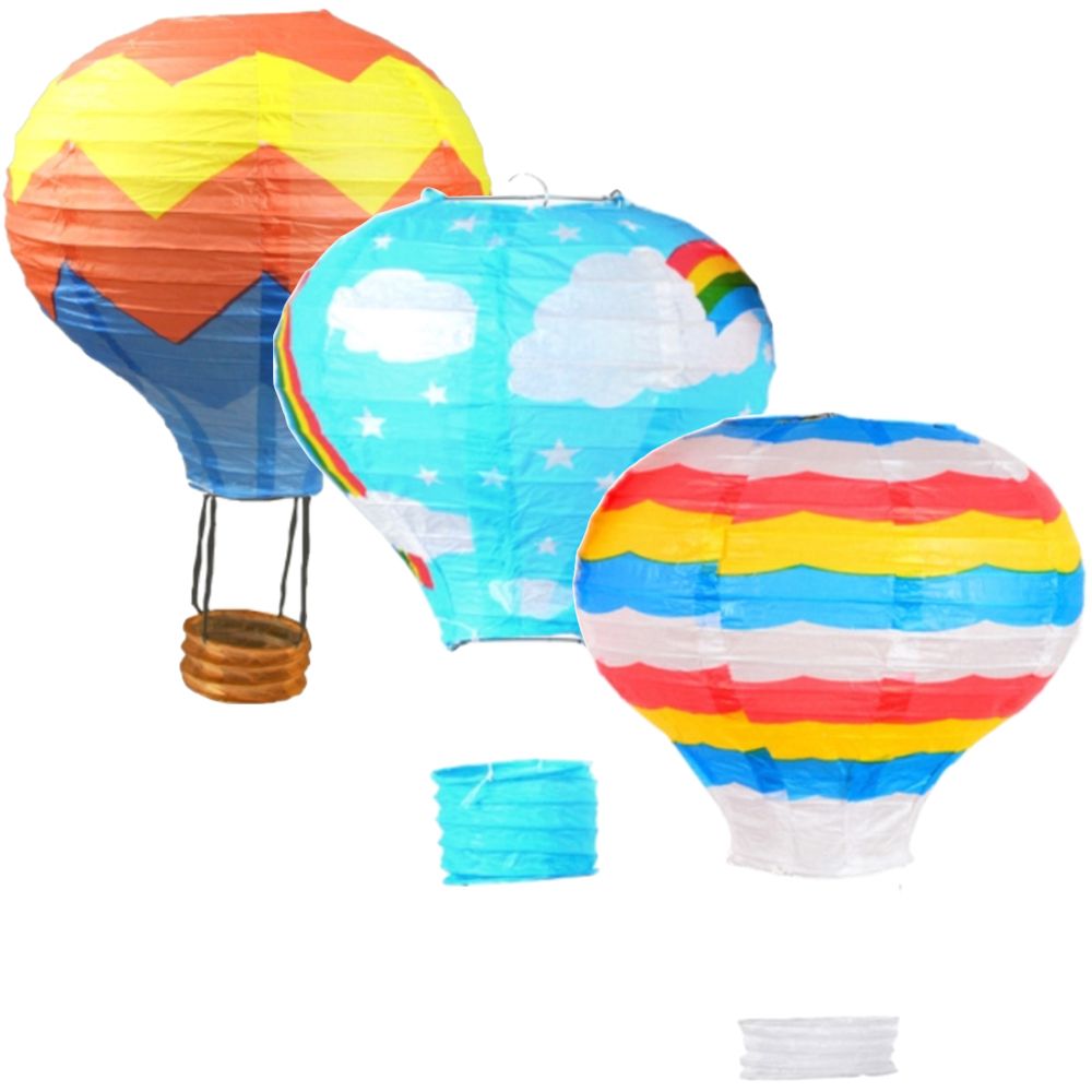 Party Decor Reusable Hanging Hot Air Balloon Paper Lantern (40cm) Set